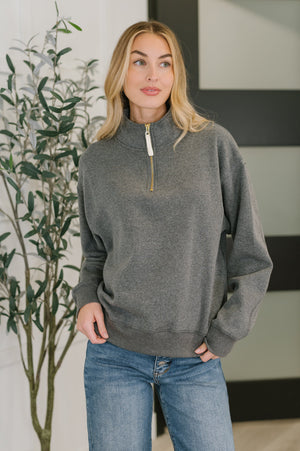 Sweater Weather Half Zip High Neck Pullover in Charcoal (SM-3X)
