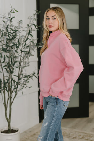 Sweater Weather Half Zip High Neck Pullover in Dark Pink (SM-3X) - STB Boutique