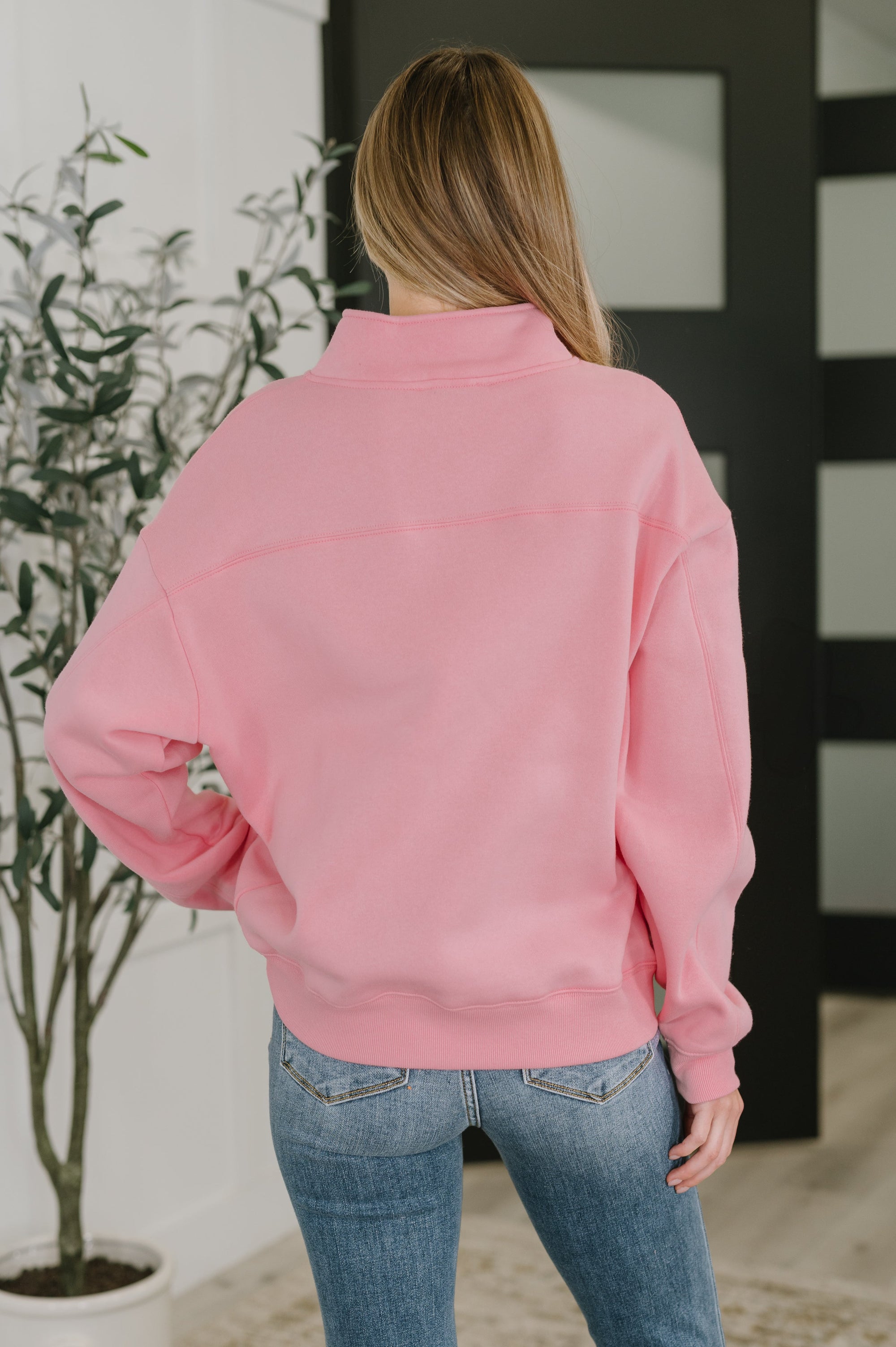Sweater Weather Half Zip High Neck Pullover in Dark Pink (SM-3X) - STB Boutique