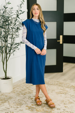 Sweet Like That Casual Dress in Light Navy (SM-3X)