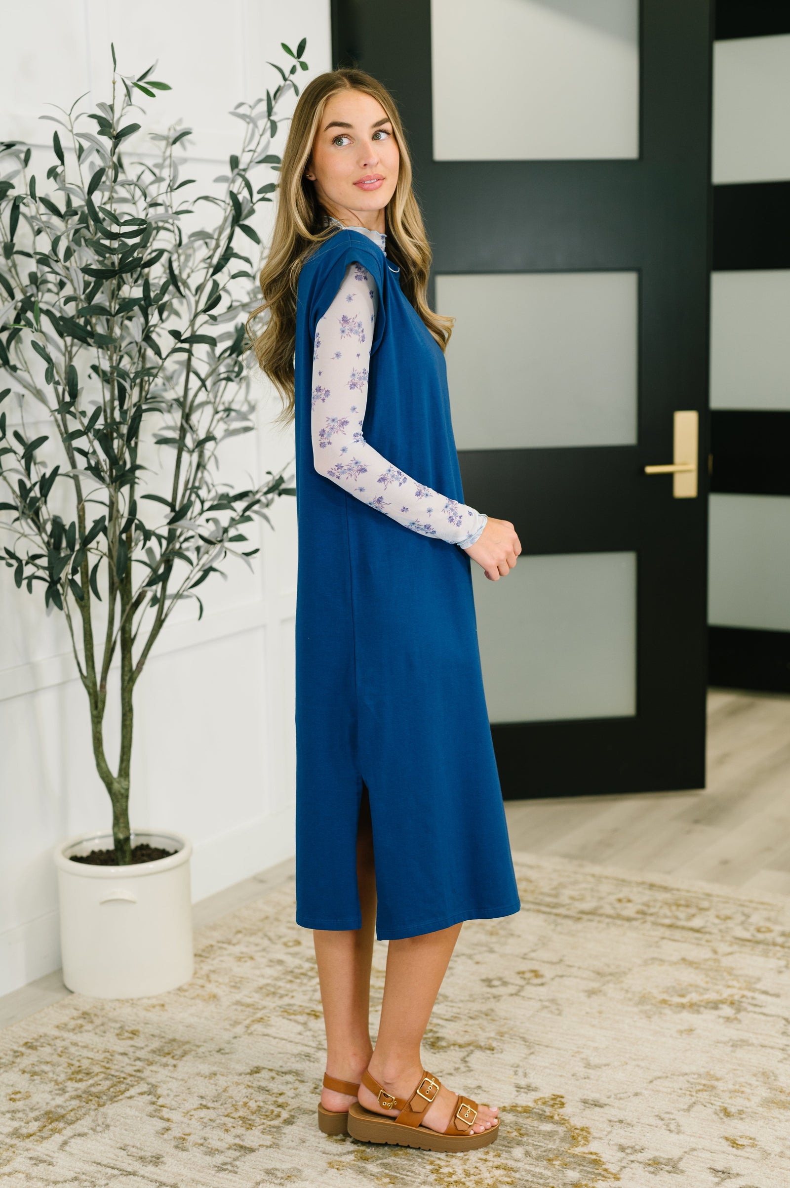 Sweet Like That Casual Dress in Light Navy (SM-3X)