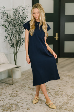 Sweet Like That Casual Dress in Navy (SM-3X)