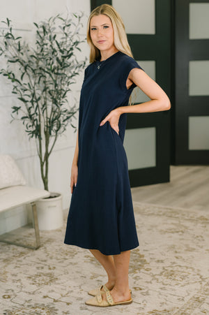 Sweet Like That Casual Dress in Navy (SM-3X)