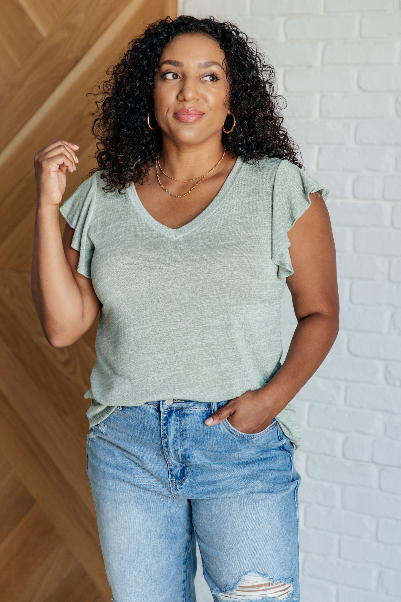 Take It In Flutter Sleeve Top - STB Boutique