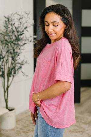 The Layback Relaxed Basic Tee in Pink (SM-3X)