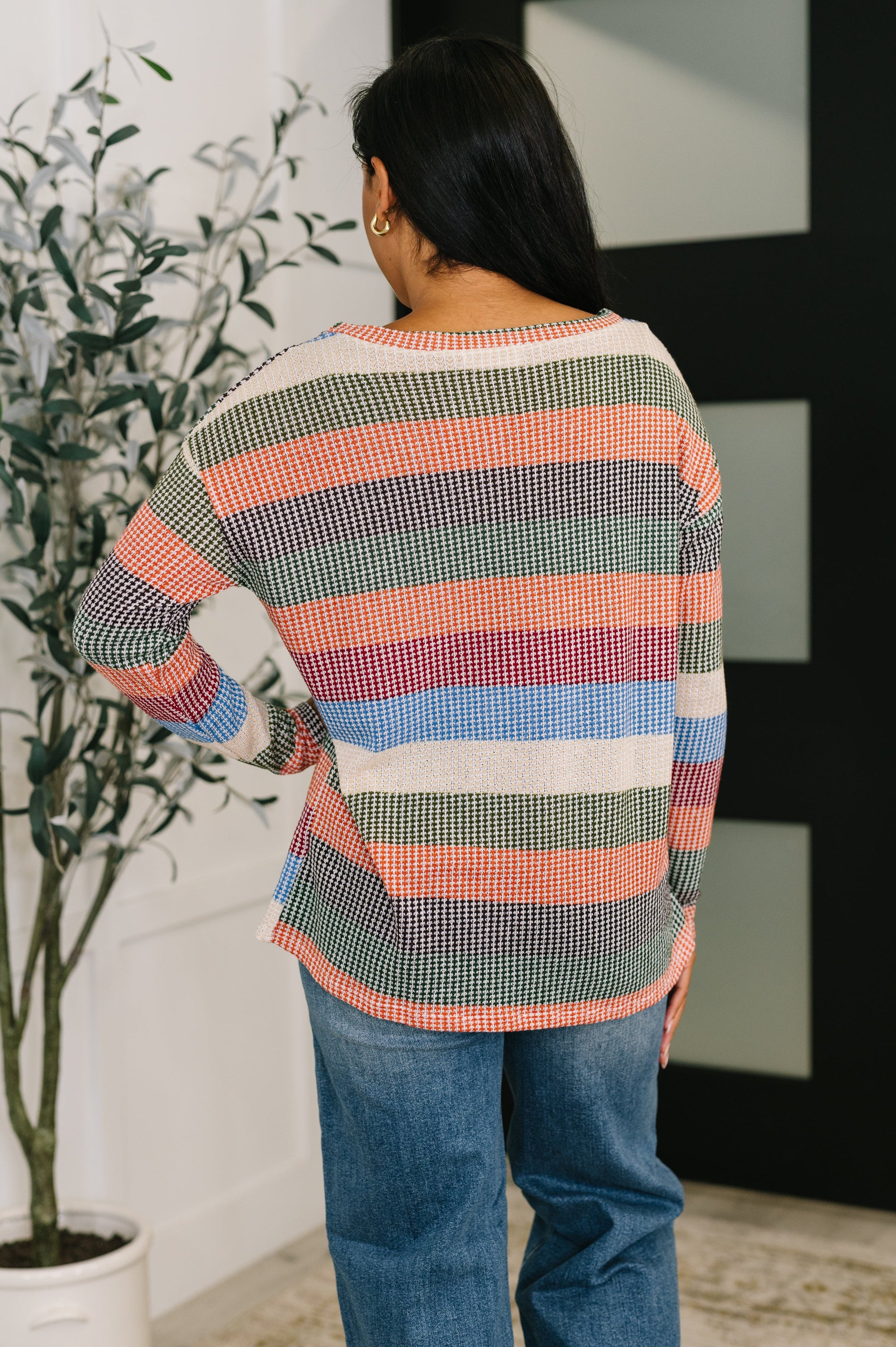 To Be Determined Drop Shoulder Top in Rust, Olive and Blue (SM-3X)