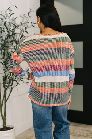 To Be Determined Drop Shoulder Top in Rust, Olive and Blue (SM-3X)