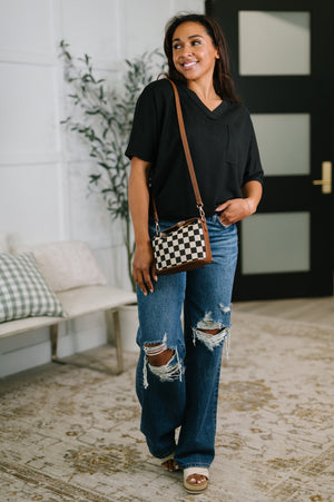 Together We're Unlimited Basic V-Neck Tee in Black (SM-3X)