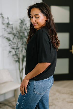 Together We're Unlimited Basic V-Neck Tee in Black (SM-3X)