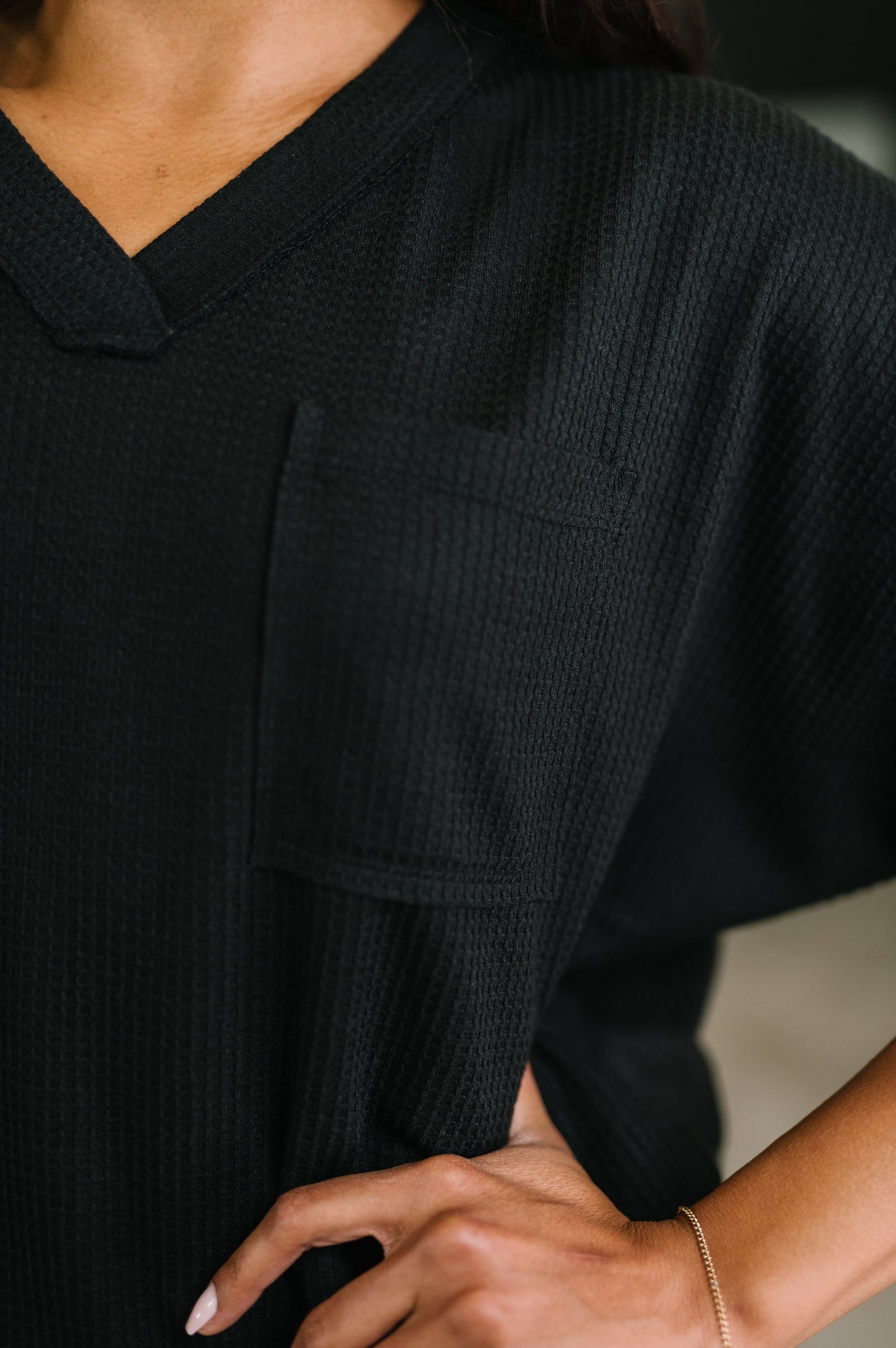 Together We're Unlimited Basic V-Neck Tee in Black (SM-3X)