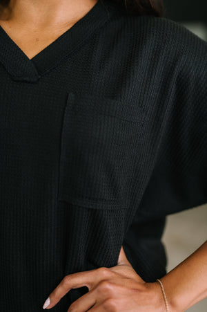 Together We're Unlimited Basic V-Neck Tee in Black (SM-3X)