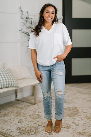 Together We're Unlimited Basic V-Neck Tee in Ivory (SM-3X)
