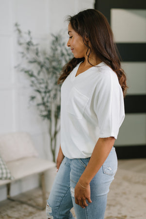 Together We're Unlimited Basic V-Neck Tee in Ivory (SM-3X)