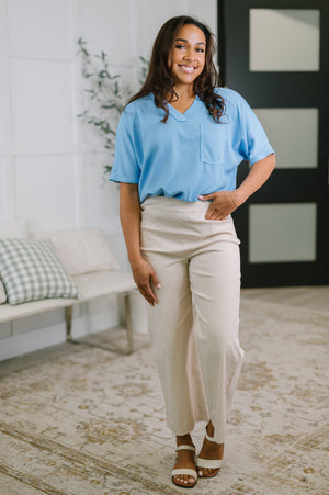 Together We're Unlimited Basic V-Neck Tee in Ocean Blue (SM-3X)