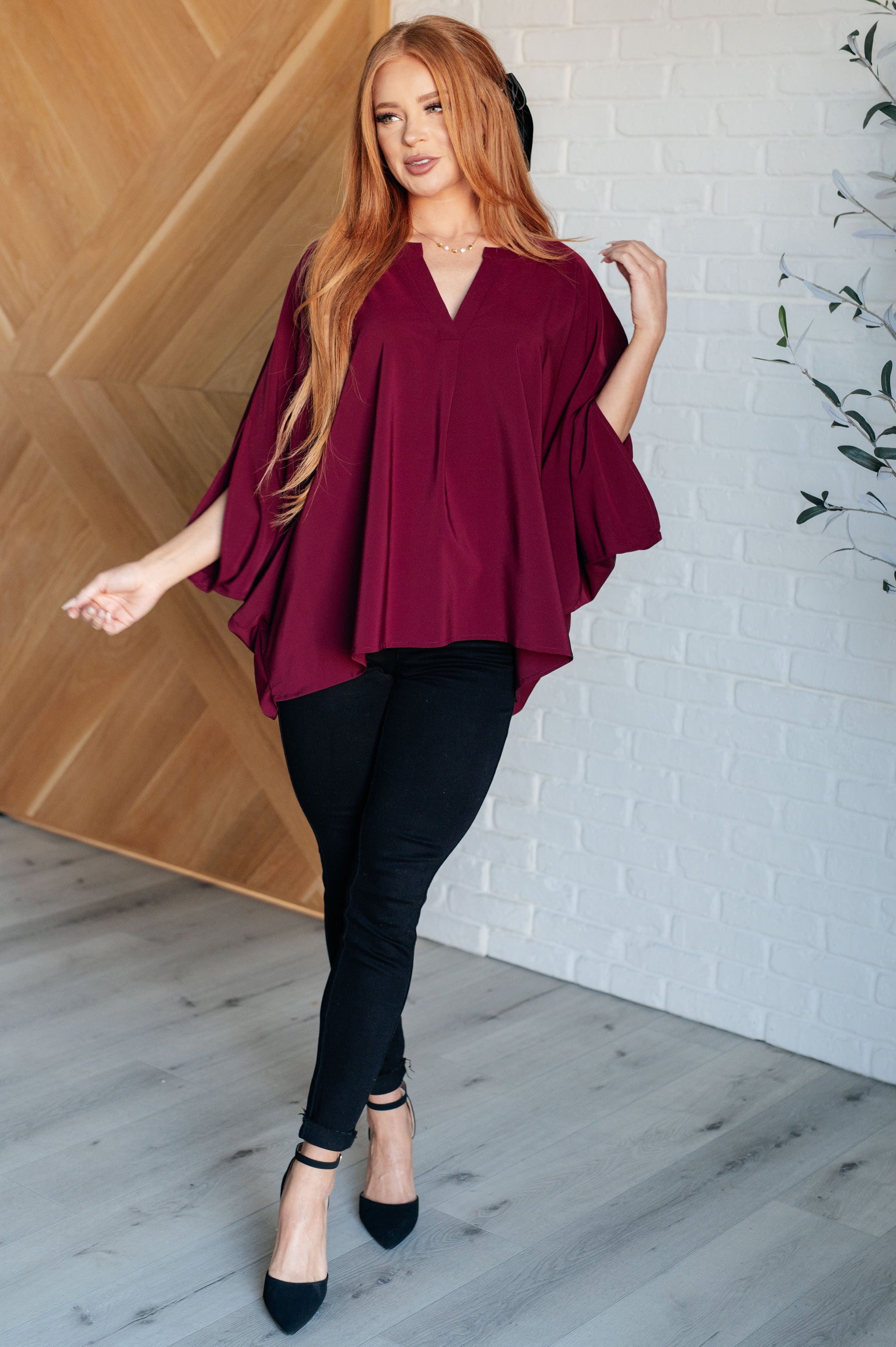 Universal Philosophy Blouse in Wine (SM-3X)