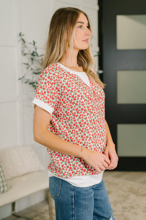 Vivid Memories Relaxed Top in Tomato Red (SM-XL)