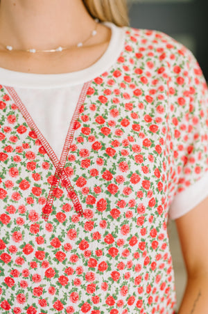 Vivid Memories Relaxed Top in Tomato Red (SM-XL)