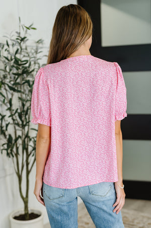 Wander Bloom Embroidered Puff Sleeve Blouse in Pink (SM-XL)
