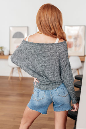 Warm Thoughts Ribbed Top in Charcoal (SM-3X)