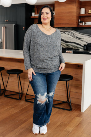 Warm Thoughts Ribbed Top in Charcoal (SM-3X)