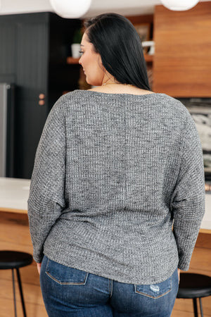Warm Thoughts Ribbed Top in Charcoal (SM-3X)