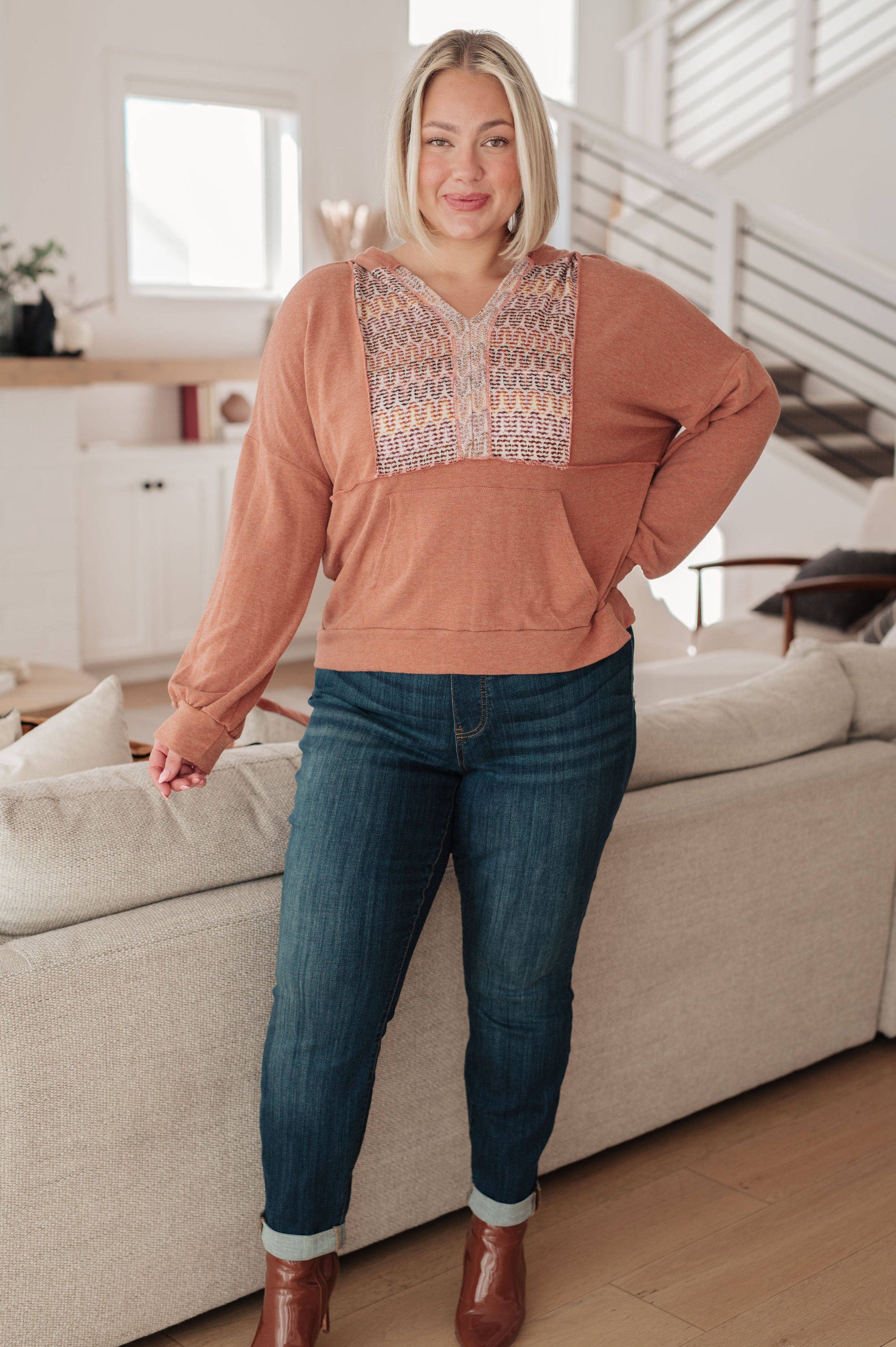 Wave Hello Mixed Print Hoodie (SM-3X) - STB Boutique