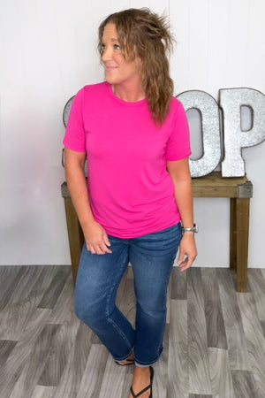 Hot Pink Basic Crew Neck Tee (SM-3XL)