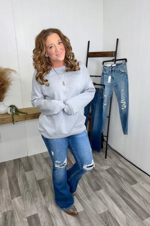 Lt Gray Basic Fleece Crewneck Sweatshirt (SM-3X)