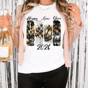 Bk Gold Happy New Year 2026 Tee - Preorder