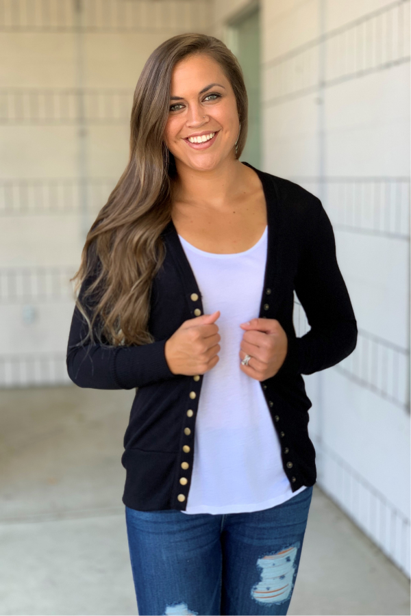 Black Snap Front Cardigan (SM-3X)
