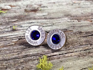 Blue Bullet Bling Stud Earrings