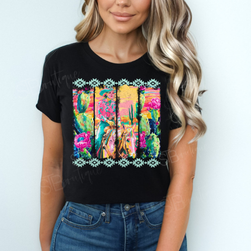 Brushstroke Western Cowgirl Tee - Preorder - STB Boutique