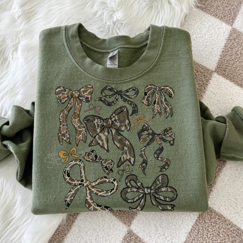 Camo Bow Collage Crewneck Sweatshirt - Preorder