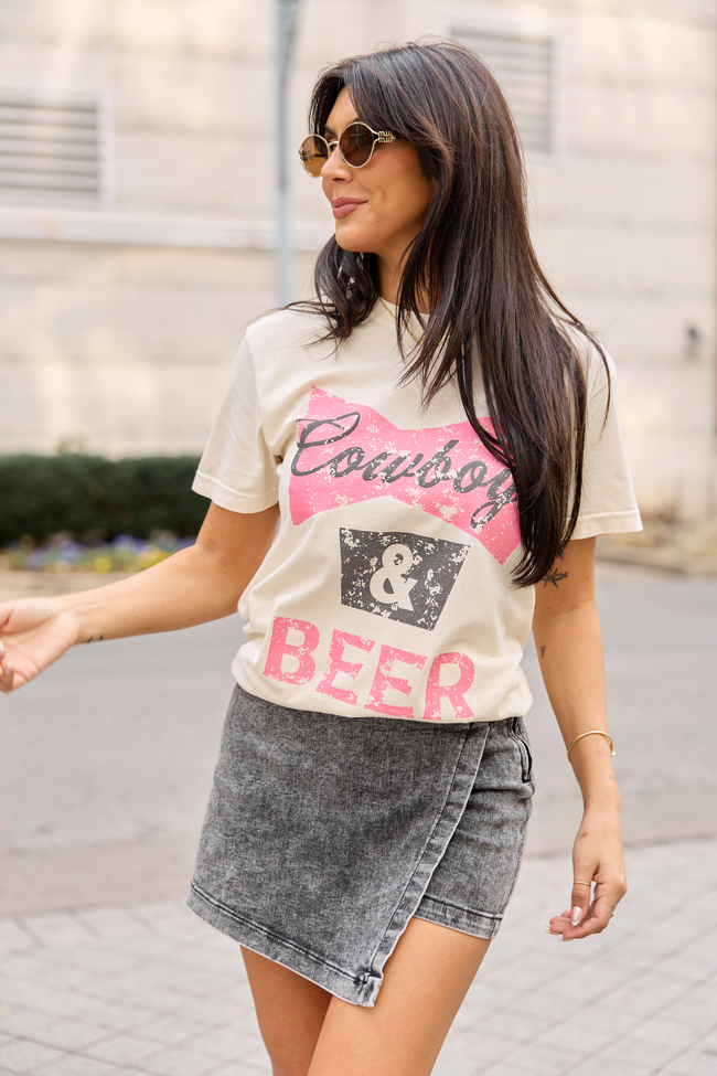 Cowboys & Beer Ivory Graphic Tee - STB Boutique