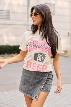 Cowboys & Beer Ivory Graphic Tee - STB Boutique