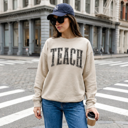 Distressed Teach Crewneck Sweatshirt - Preorder - STB Boutique