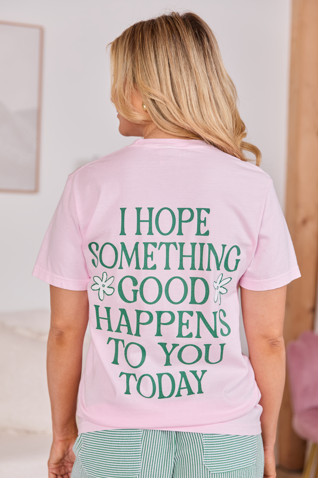 Good Things Happen Light Pink Graphic Tee - STB Boutique