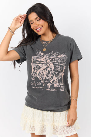 Cowboy Take Me Away Dark Grey Graphic Tee - STB Boutique