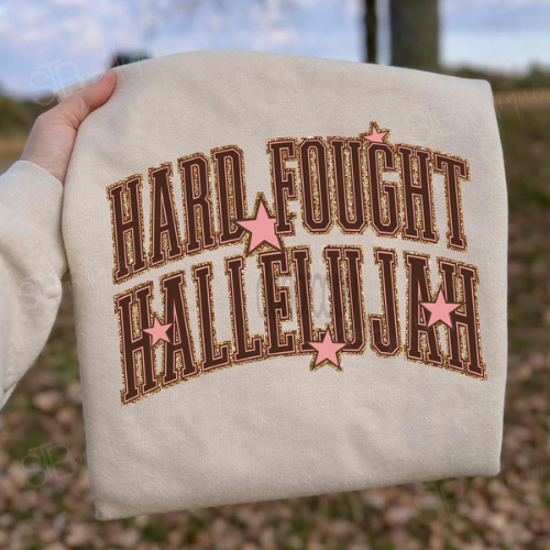 Faux Glitter Hard Fought Hallelujah Crewneck Sweatshirt - Preorder - STB Boutique