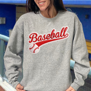 Faux Embroidery Baseball Script Crewneck Sweatshirt - Preorder