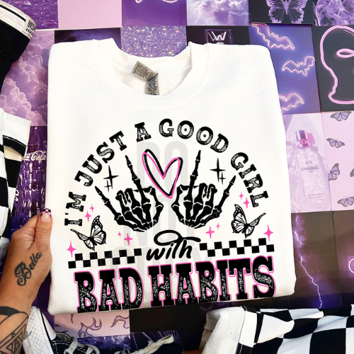Good Girl Bad Habits White Crewneck Sweatshirt - Preorder