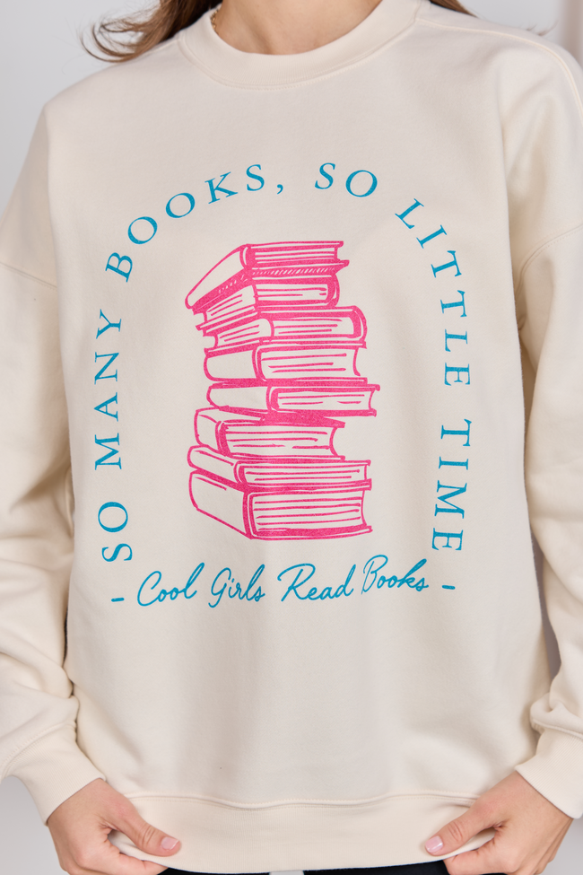Cool Girls Read Books Cream Graphic Sweatshirt - STB Boutique