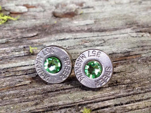 Peridot Green Bullet Bling Stud Earrings