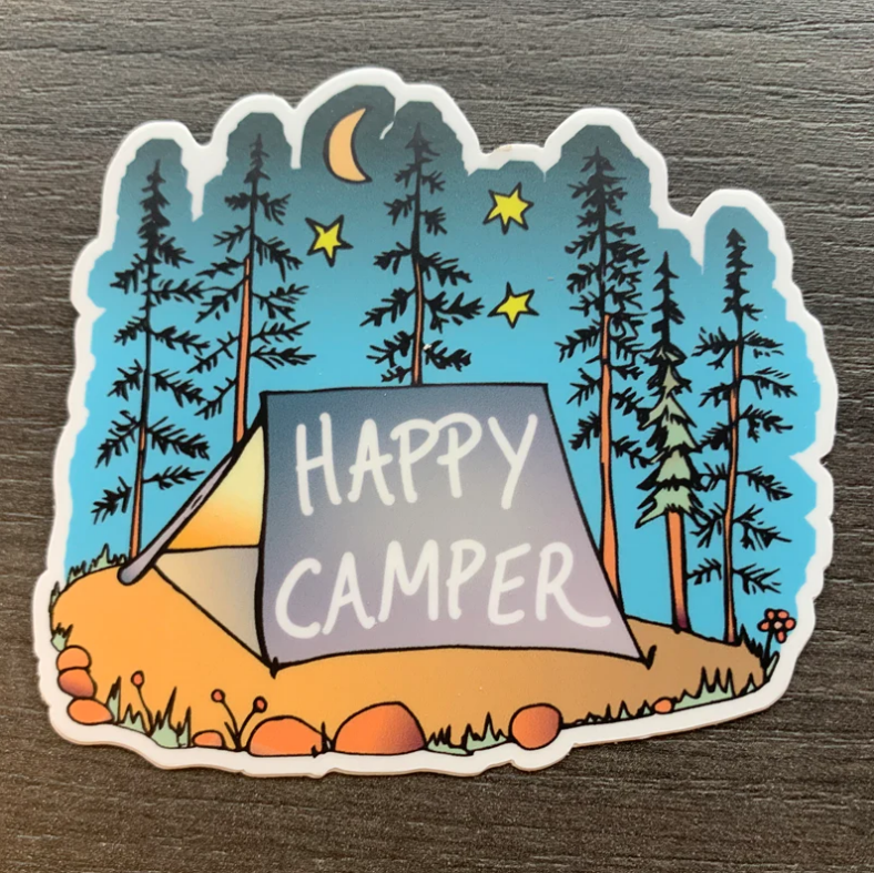 Happy Camper Tent Sticker