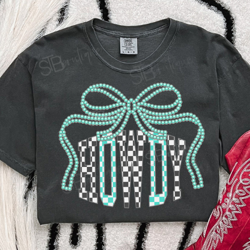 Howdy Checkered Bow Tee - Preorder