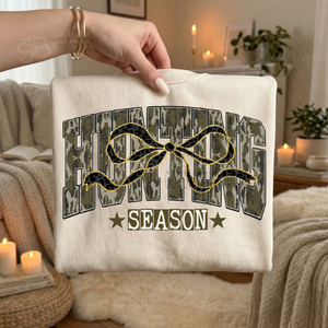 Hunting Season Faux Glitter Bow Crewneck Sweatshirt - Preorder