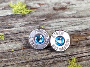 Light Blue Bullet Bling Stud Earrings