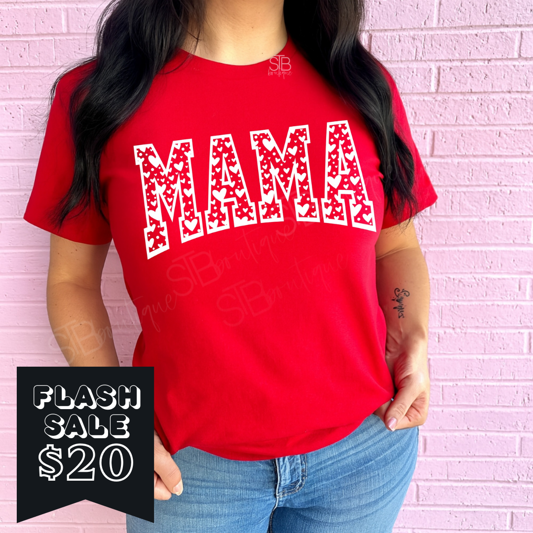 Red Mama Hearts Tee - FLASH SALE - Preorder