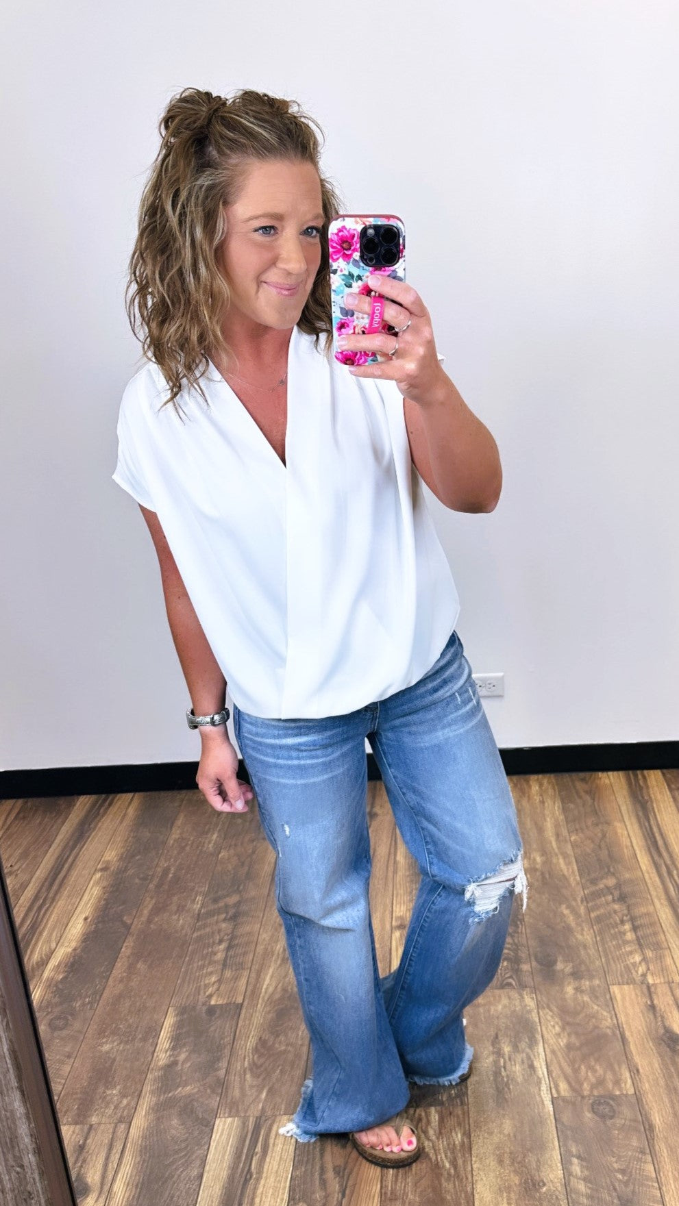White Crossover SS Blouse