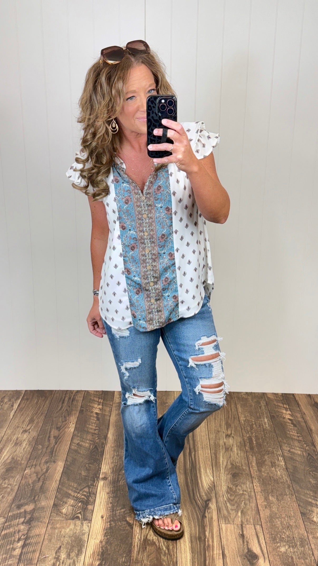 Paisley Boho Ruffle Sleeve Blouse (SM-XL)